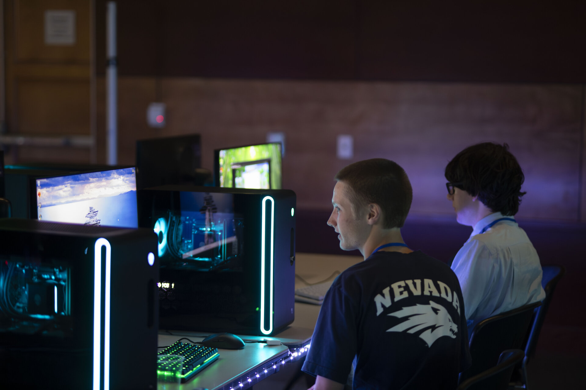 Student at a gaming rig